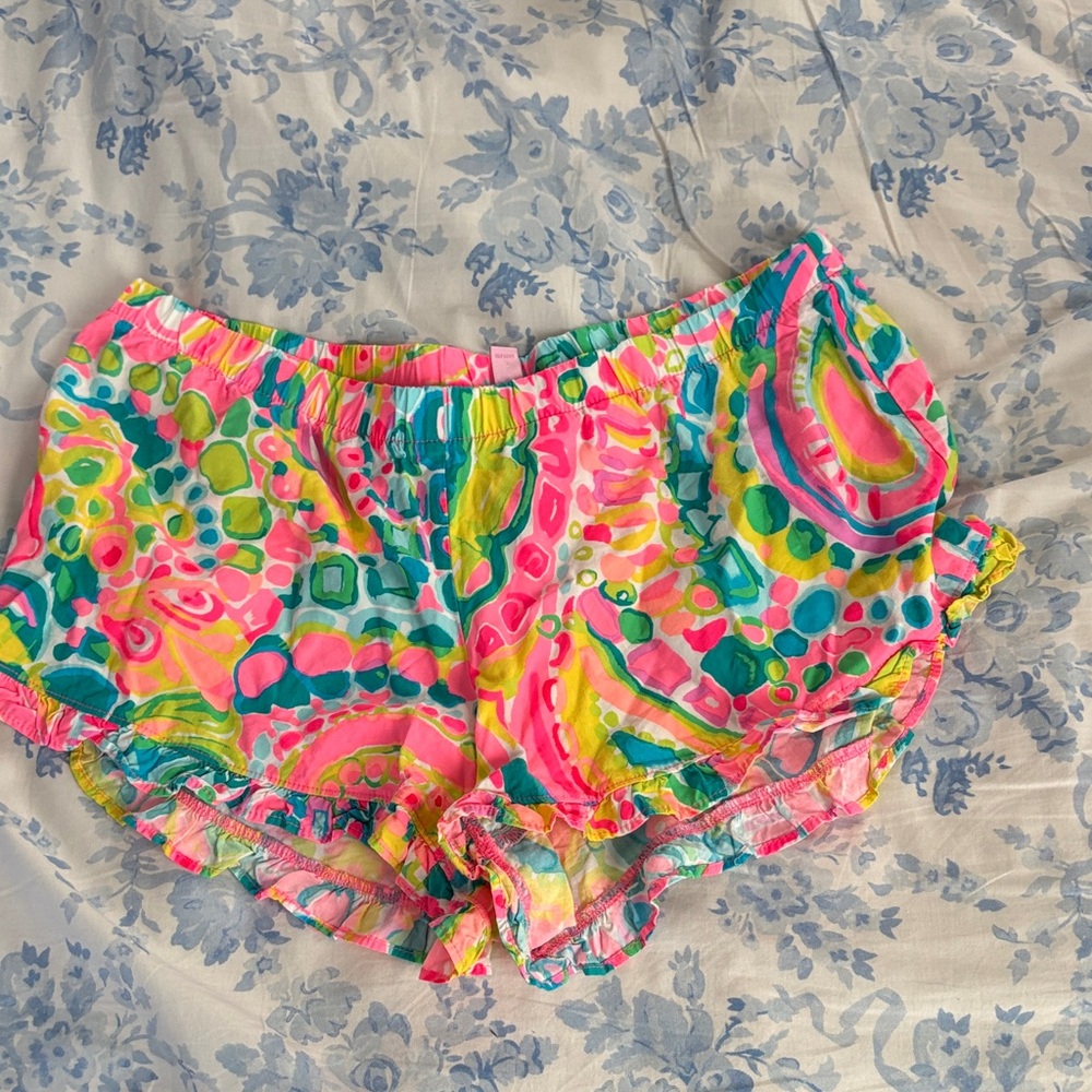 Lilly Pulitzer Pink and Green Patterned Athletic Shorts